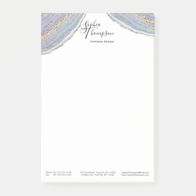 Modern Gold Lavender Geode Agate - Post-it® Notes (Front)