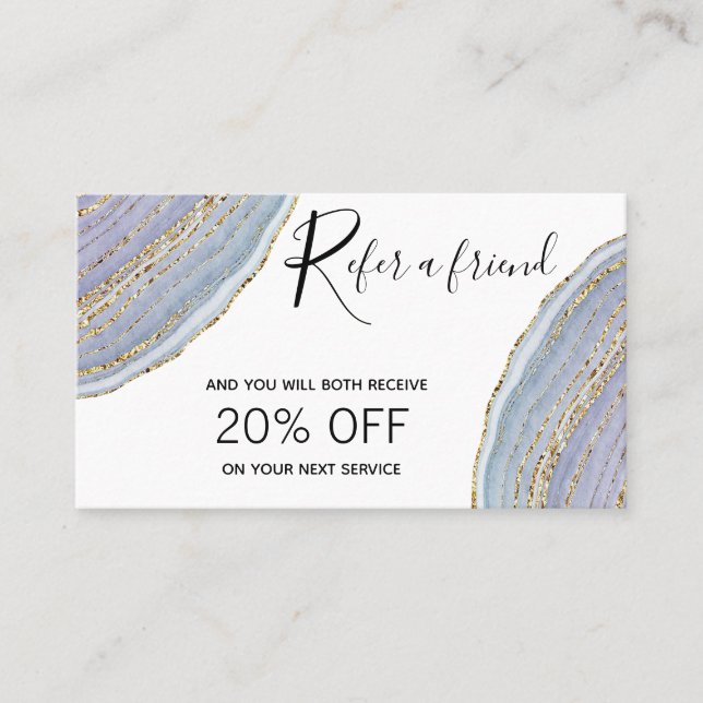 Modern Gold Lavender Geode Agate - Referral Card (Front)