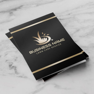 Modern Gold Lawn Care Logo Landscaping Service Pocket Folder