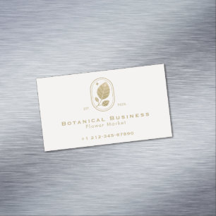 Modern Gold Leaf Minimal Botanical Soft Pink Business Card Magnet