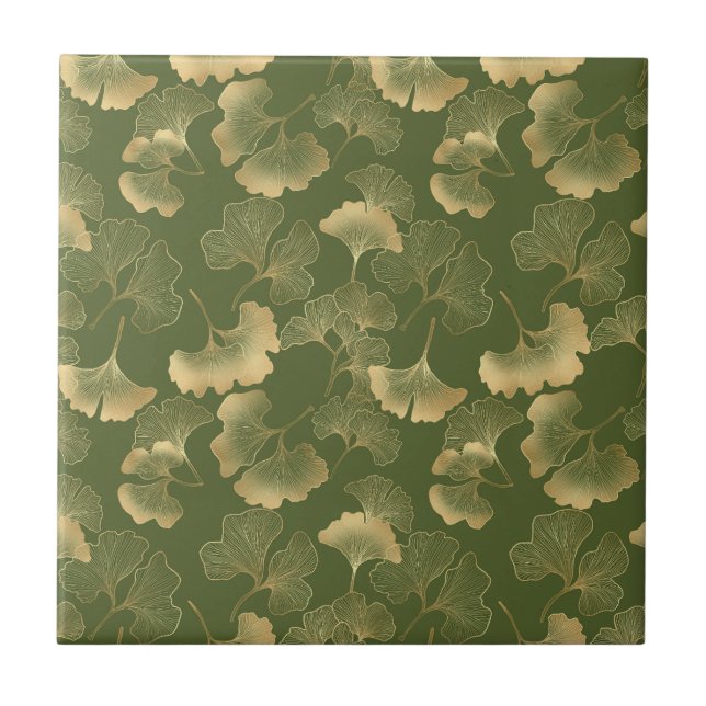 Modern Gold Leaf Pattern Ceramic Tile (Front)