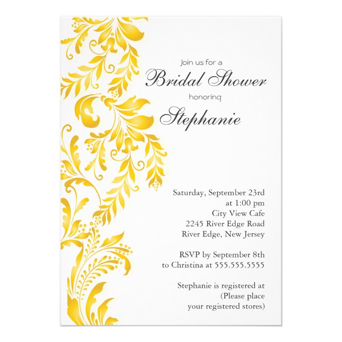 Modern Gold  Leaf Swirl Bridal Shower Invitation