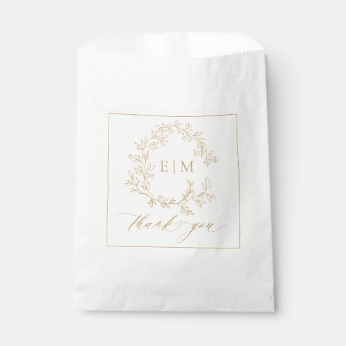 Modern Gold Leafy Crest Monogram Wedding Favor Bag - send your guest home with those wedding goodies this trendy favor bag! We're loving this trendy, modern gold wedding design! Simple, elegant, and oh-so-pretty, it features a hand drawn leafy wreath encircling a modern wedding monogram. It is personalized in elegant typography, and accented with hand-lettered calligraphy. Finally, it is trimmed in a delicate frame. Veiw suite here: https://www.zazzle.com/collections/gold_leafy_crest_monogram_wedding-119668631605460589 Contact designer for matching products to complete the suite, OR for color variations of this design. Thank you sooo much for supporting our small business, we really appreciate it! 
We are so happy you love this design as much as we do, and would love to invite
you to be part of our new private Facebook group Wedding Planning Tips for Busy Brides. 
Join to receive the latest on sales, new releases and more! 
https://www.facebook.com/groups/622298402544171  
Copyright Anastasia Surridge for Elegant Invites, all rights reserved.