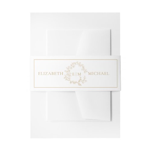 Modern Gold Leafy Crest Monogram Wedding Invitation Belly Band - Designed to coordinate with our Gold Leafy Crest Monogram Wedding Invitation suite, these beautiful chic wedding invitation belly bands feature  a hand drawn leafy wreath encircling a modern wedding monogram. It is personalized in elegant typography and it is trimmed in a delicate frame. Veiw suite here: https://www.zazzle.com/collections/gold_leafy_crest_monogram_wedding-119668631605460589 Contact designer for matching products to complete the suite, OR for color variations of this design. Thank you sooo much for supporting our small business, we really appreciate it! 
We are so happy you love this design as much as we do, and would love to invite
you to be part of our new private Facebook group Wedding Planning Tips for Busy Brides. 
Join to receive the latest on sales, new releases and more! 
https://www.facebook.com/groups/622298402544171  
Copyright Anastasia Surridge for Elegant Invites, all rights reserved.