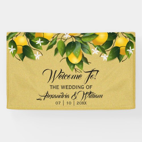 Modern Gold Lemon Fruit  Wedding Banner