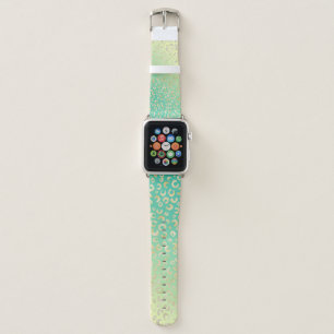 Modern Gold Leopard Print Yellow Mint Gradient Apple Watch Band