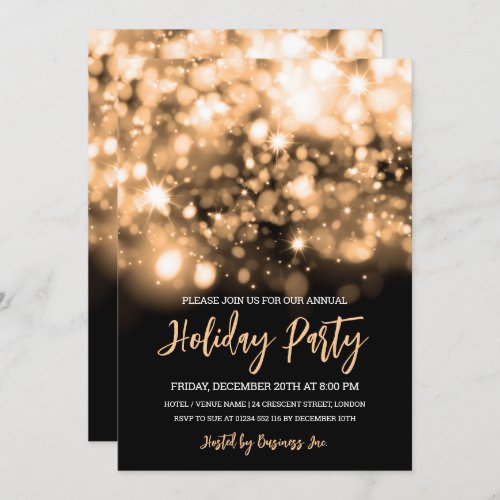 Modern Gold Lights Corporate Holiday Party  Invitation