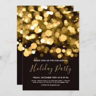 Modern Gold Lights Corporate Holiday Party Invitation