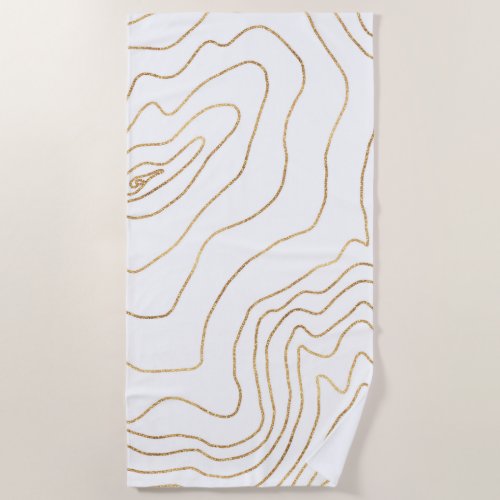 Modern Gold lines Minimalist Hand Drawn Design Beach Towel