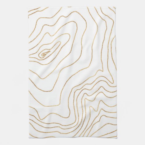 Modern Gold lines Minimalist Hand Drawn Design Kitchen Towel