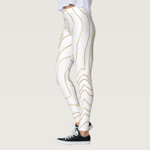 Modern Gold lines Minimalist Hand Drawn Design Leggings