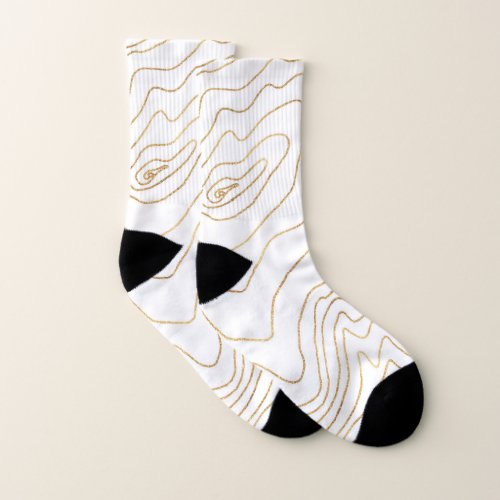 Modern Gold lines Minimalist Hand Drawn Design Socks