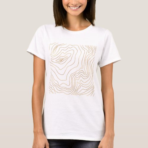 Modern Gold lines Minimalist Hand Drawn Design T_Shirt