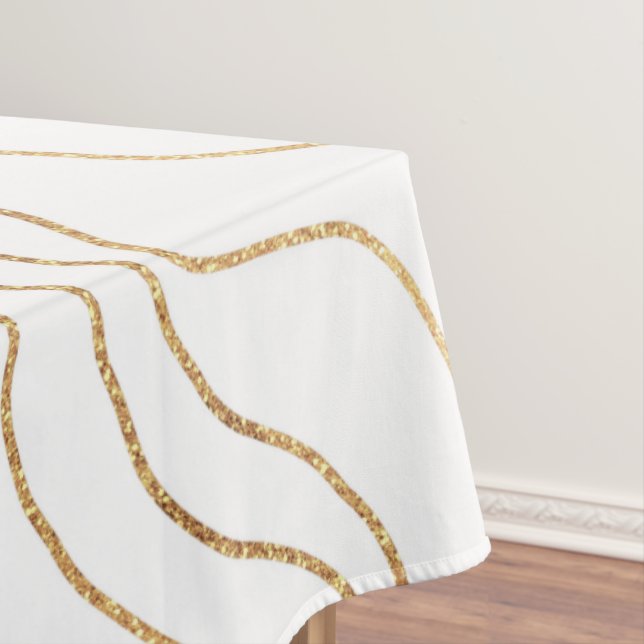 Modern Gold lines Minimalist Hand Drawn Design Tablecloth (In Situ)