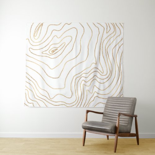 Modern Gold lines Minimalist Hand Drawn Design Tapestry