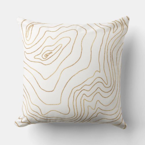 Modern Gold lines Minimalist Hand Drawn Design Throw Pillow