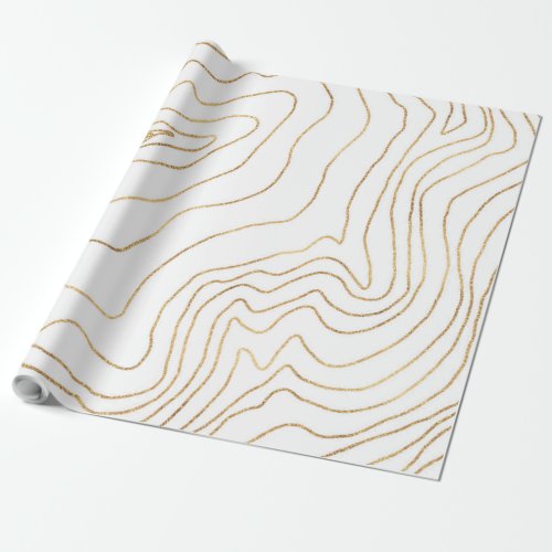 Modern Gold lines Minimalist Hand Drawn Design Wrapping Paper