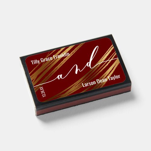 Modern Gold Lines Over Burgundy Typography And Matchboxes