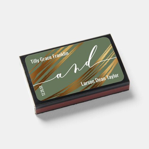 Modern Gold Lines Over Olive Typography And Matchboxes
