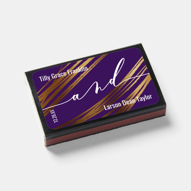 Modern Gold Lines Over Purple, Typography "And" Matchboxes (Front Closed)