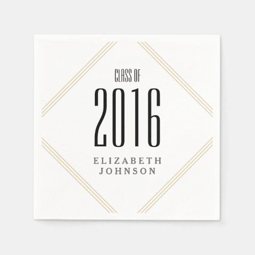 Modern Gold Lines Personalized Graduation Paper Napkins