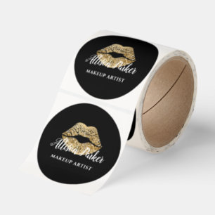 Modern Gold Lips Business Makeup Artist Classic Round Sticker