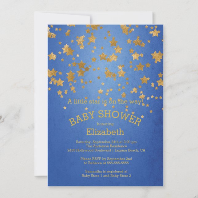 Modern Gold Little Star Baby Shower Invitation (Front)