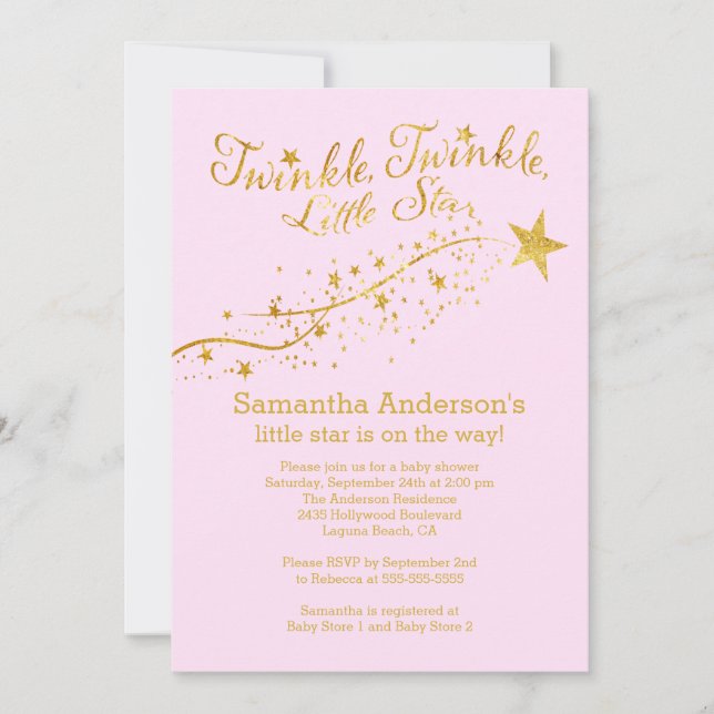 Modern Gold Little Star Baby Shower Invitation (Front)