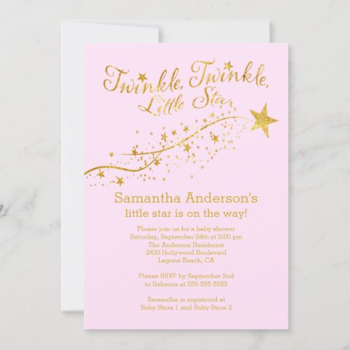 Modern Gold Little Star Baby Shower Invitation 5" X 7" Invitation Card