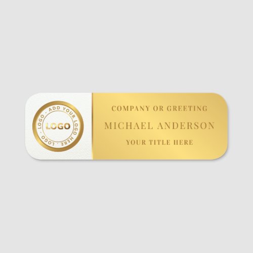 Modern  Gold Logo Corporate Professional Employee Name Tag