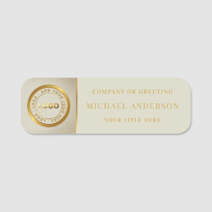 Modern Gold Logo Corporate Professional Employee Name Tag