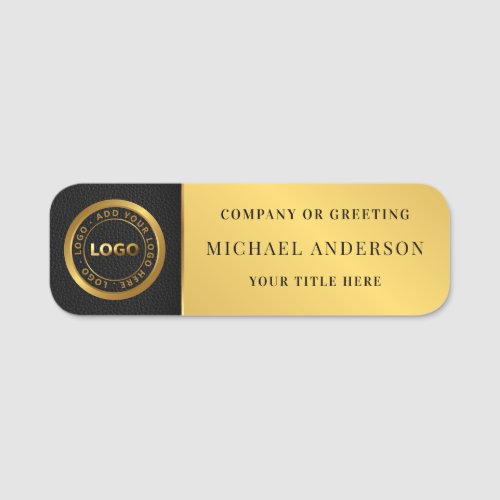 Modern  Gold Logo Corporate Professional Employee Name Tag