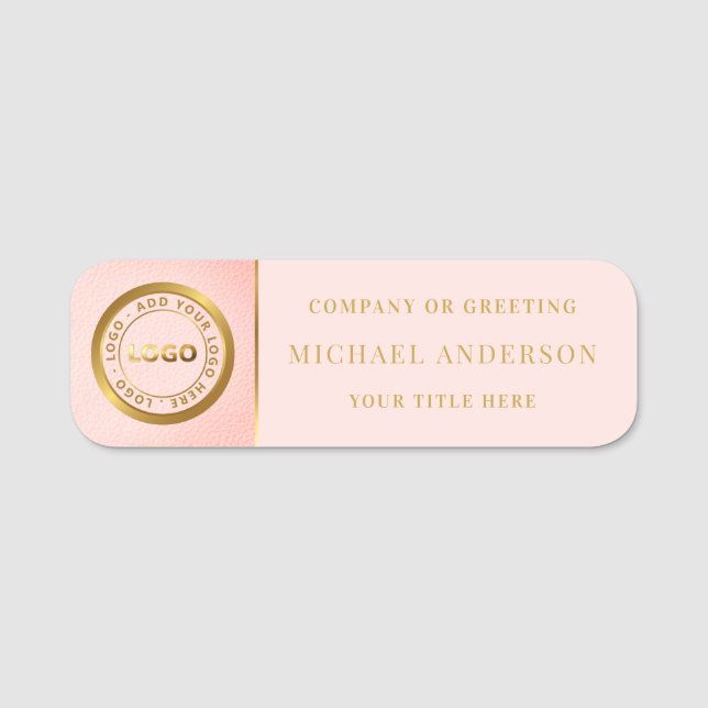Modern | Gold Logo Corporate Professional Employee Name Tag (Front)