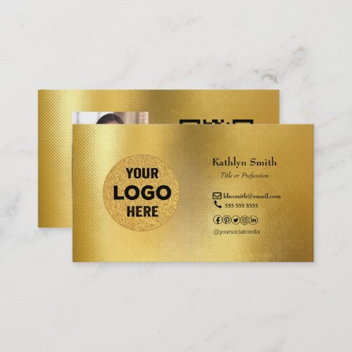 Modern Gold LOGO Photo QR Code Professional Business Card