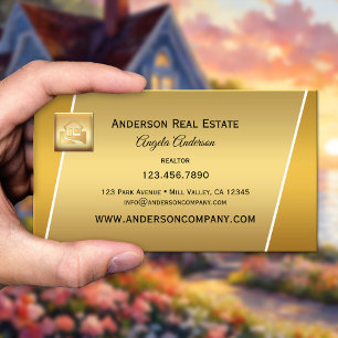 Modern Gold Logo Professional Realtor Businesscard Business Card