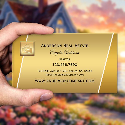 Modern Gold Logo Professional Realtor Businesscard Business Card