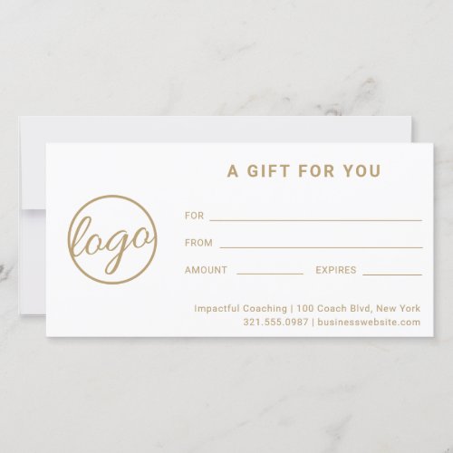 Modern Gold Logo Simple Business Gift Certificate