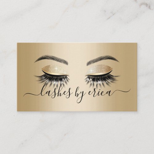 Modern Gold Long Eyelash Extensions Lash Salon Business Card