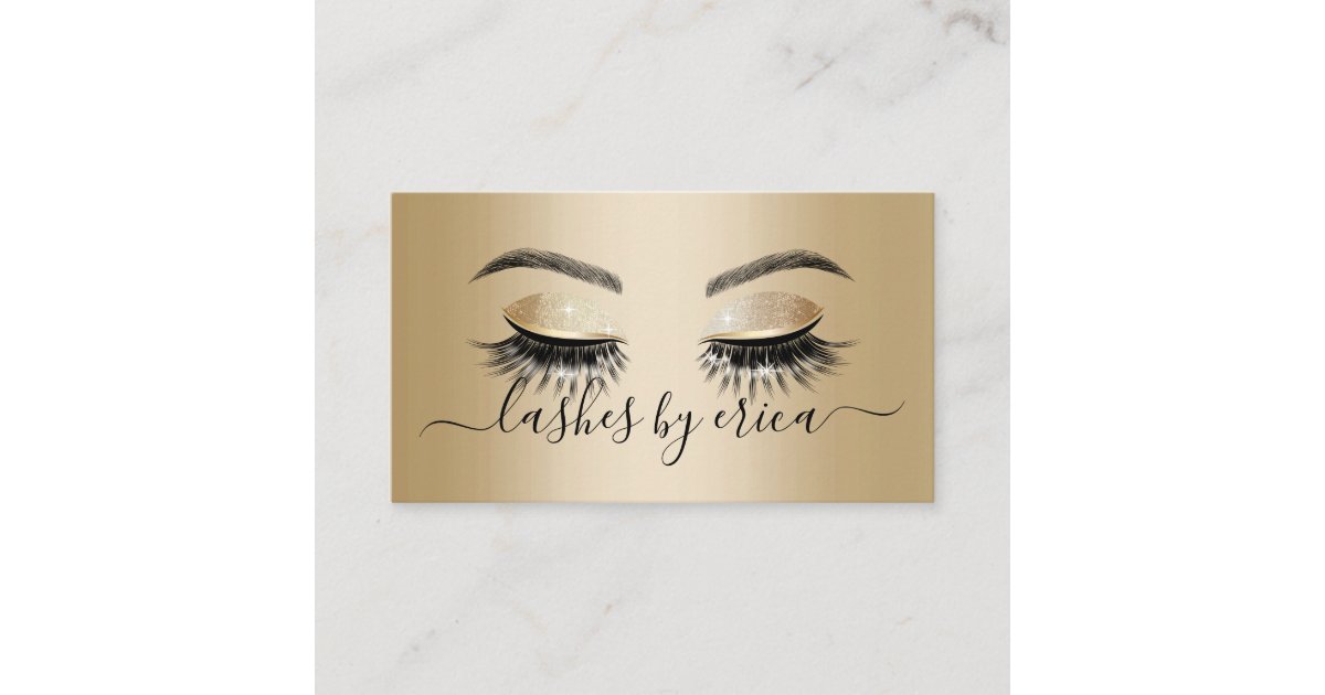 Modern Gold Long Eyelash Extensions Lash Salon Business Card Zazzle