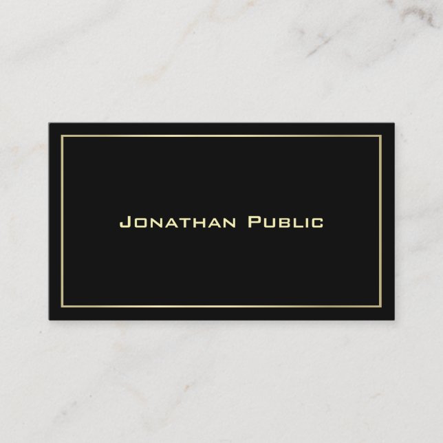 Modern Gold Look Creative Black Design Elegant Business Card (Front)