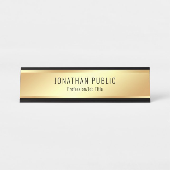 Modern Gold Look Elegant Custom Template Desk Name Plate (Front)