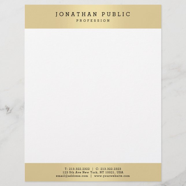 Modern Gold Look Elegant Glamorous Template Trendy Letterhead (Front)