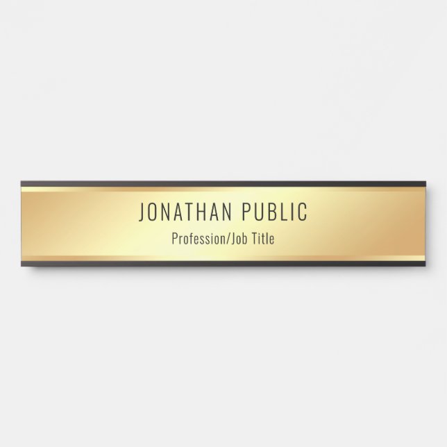 Modern Gold Look Glamorous Personalized Template Door Sign (Front)