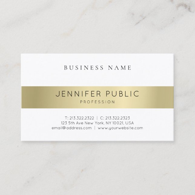 Modern Gold Look Minimalist Professional Luxury Business Card (Front)