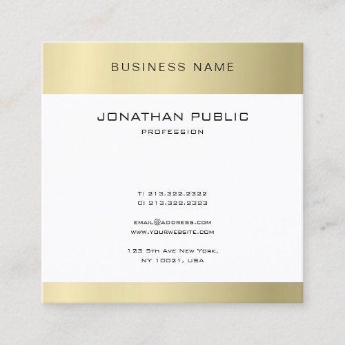 Modern Gold Look Plain Trendy Elegant Minimalist Square Business Card