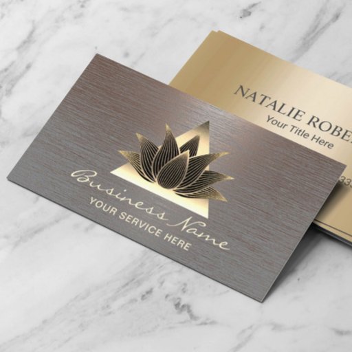 Customizable Modern Gold Lotus Logo Stylish Copper Salon Spa Business Card