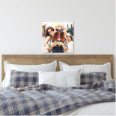 Modern Gold Love Brush Script Overlay Couple Photo Canvas Print (Insitu(Bedroom))