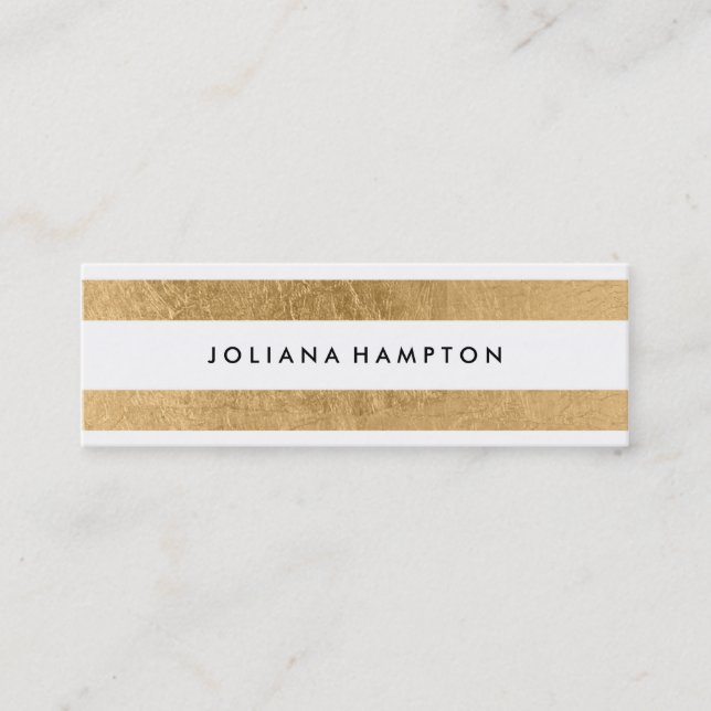 Modern Gold Luxe Business Card, Skinny Mini Business Card (Front)