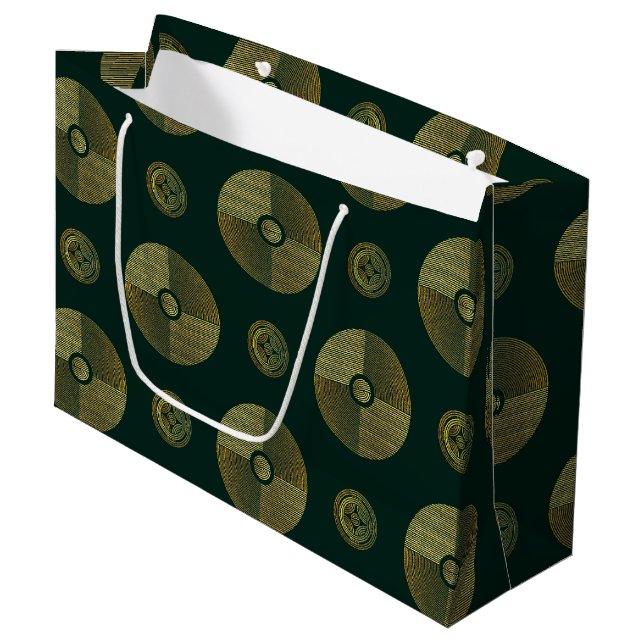 Modern Gold Luxury Art Deco Circles Large Gift Bag (Front Angled)