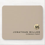 Modern Gold Luxury Monogram Beige Mouse Pad<br><div class="desc">Simple Modern Luxury Metallic Gold Monogram Name Title Custom Solid Beige Text Mouse Pad. Personalize this stylish beige mousepad with your monogram,  name,  title or text of your choice.</div>